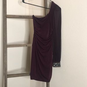 NEVER WORN purple one shouldered dress